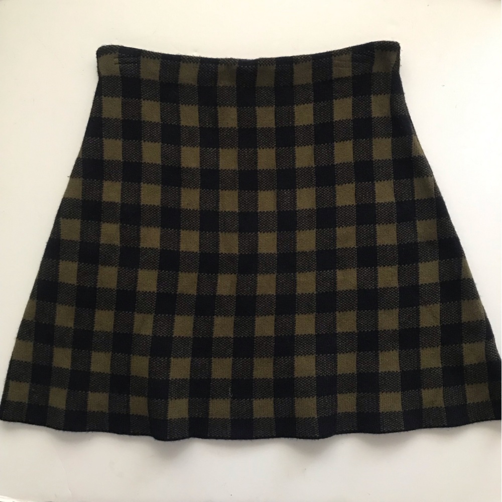 High-Rise Plaid Mini Skirt in Navy and Olive